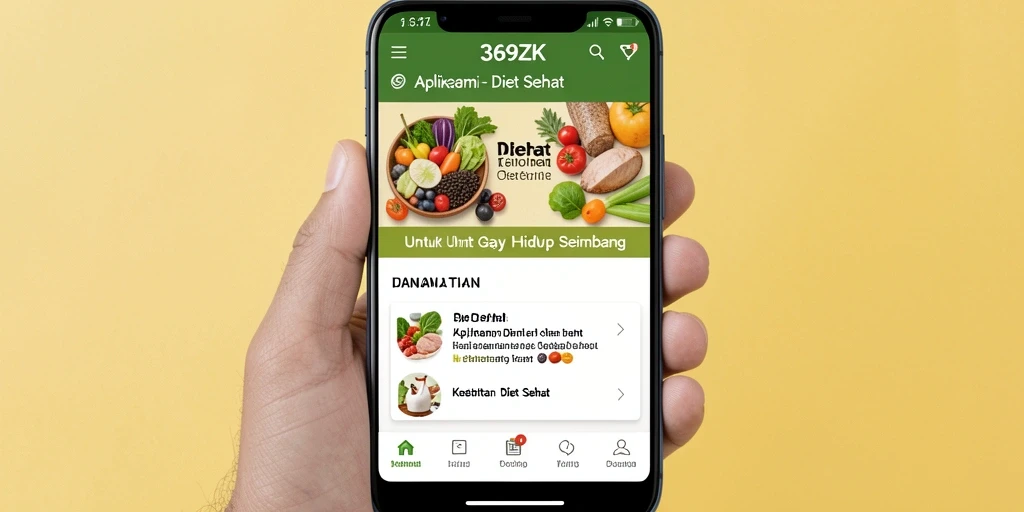 Tampilan antarmuka aplikasi Diet Sehat 369ZK yang menarik.