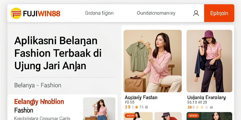 Antarmuka FUJIWIN88 yang sederhana dan menarik untuk belanja fashion.