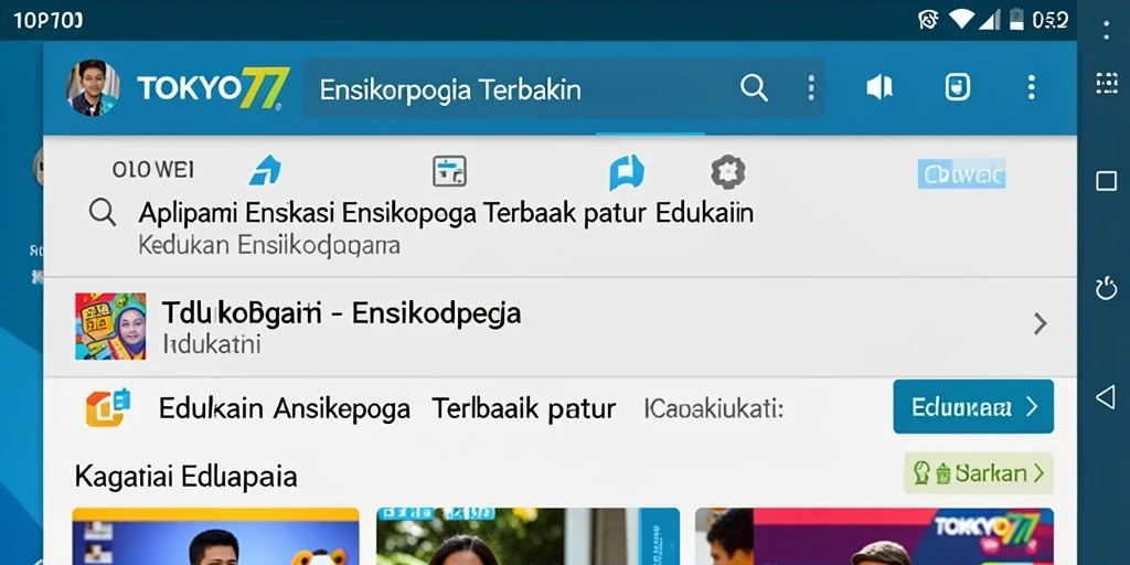Antarmuka aplikasi Ensiklopedia TOKYO77 yang informatif dan menarik.