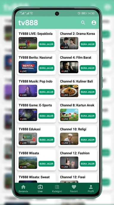 Tampilan link alternatif tv888